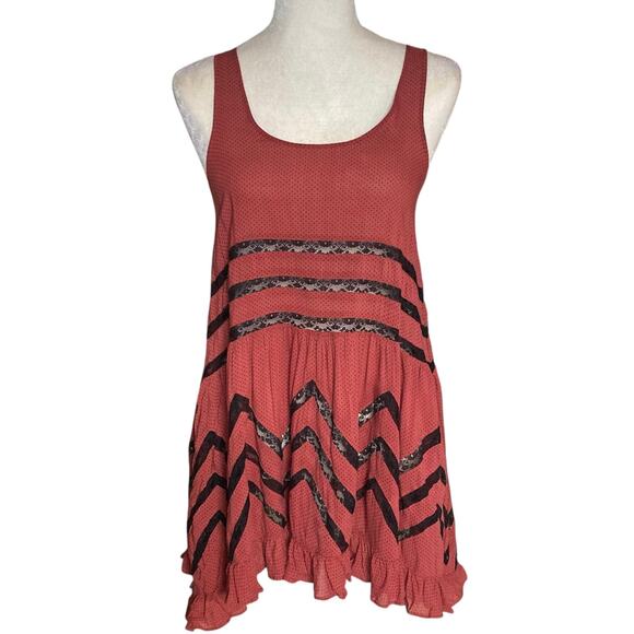 Free People Intimately Tunic top trapeze Dress voile & lace polka dot swing tank - Picture 2 of 9